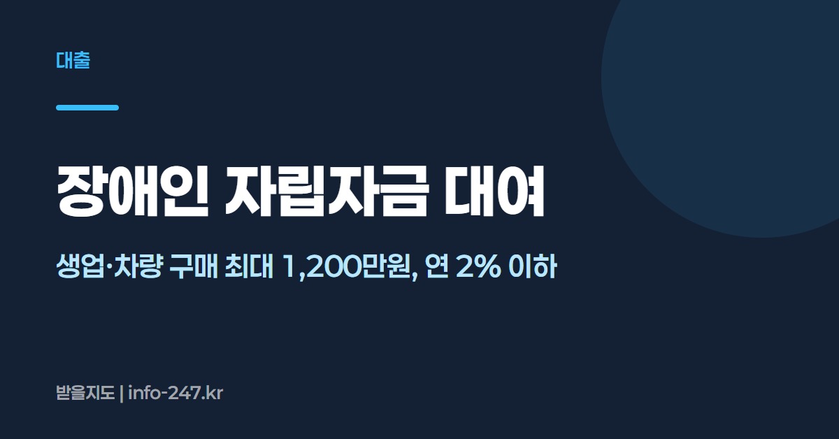 장애인 자립자금 대여