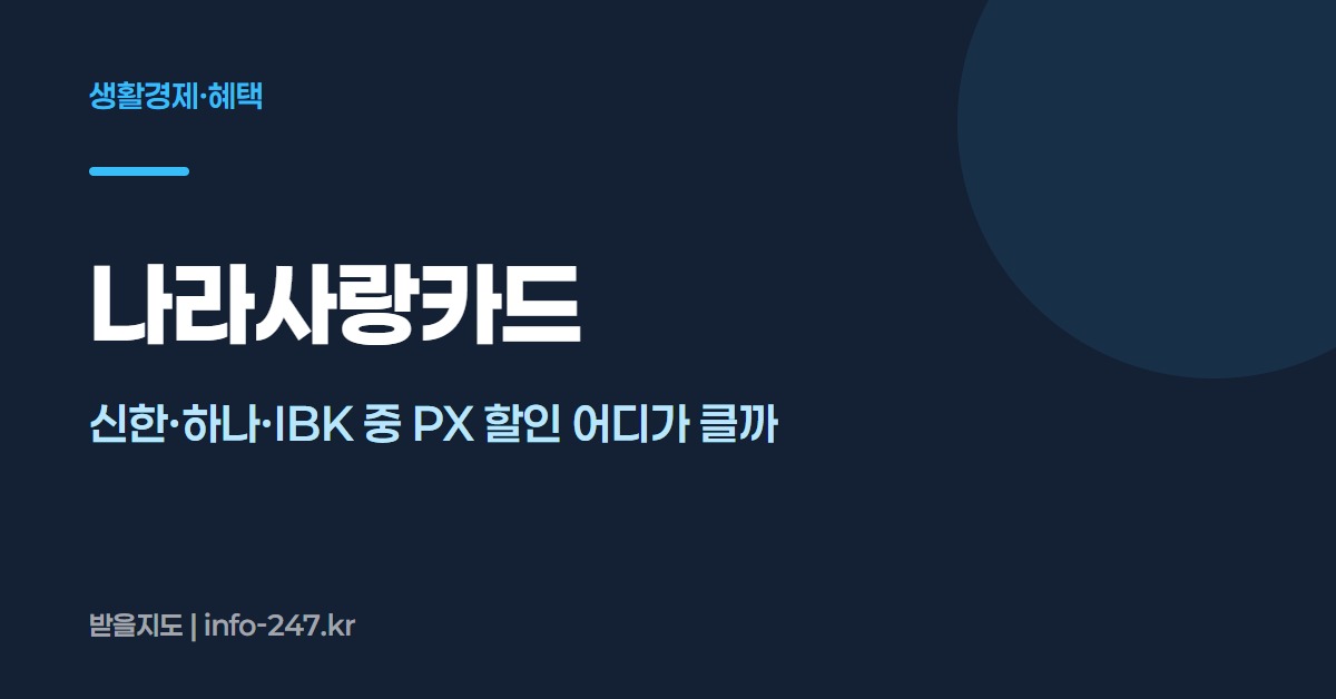 나라사랑카드: 신한·하나·IBK 중 PX 할인 어디가 클까