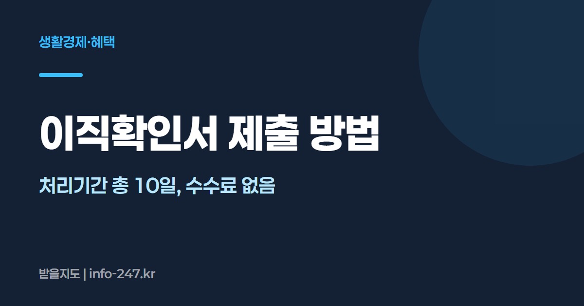 이직확인서: 처리기간 총 10일, 수수료 없음