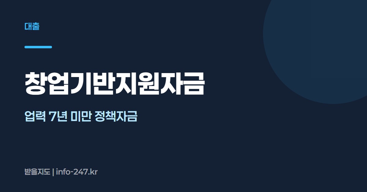 창업기반지원자금