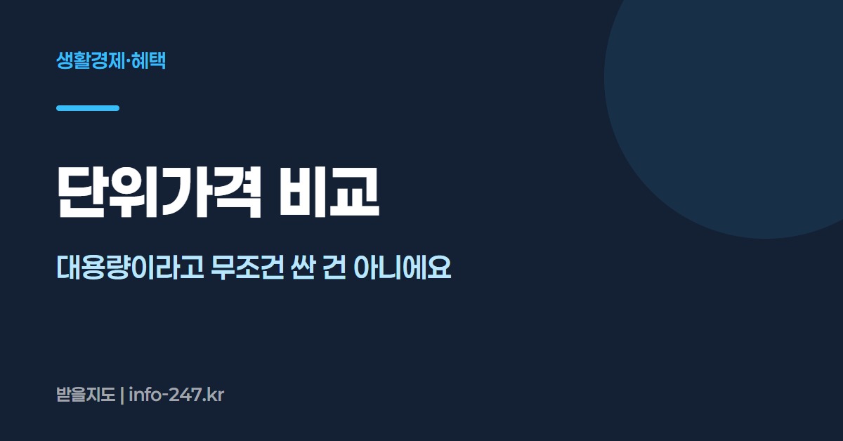 단위가격 비교: 대용량이라고 무조건 싼 건 아니에요