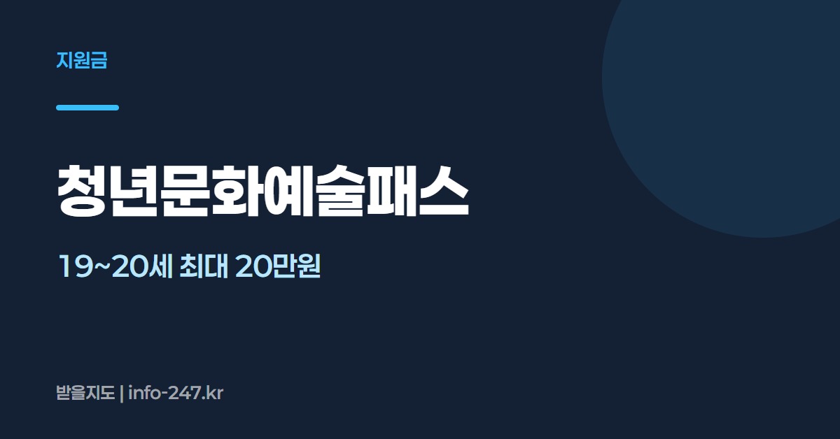 청년문화예술패스: 19~20세 최대 20만원